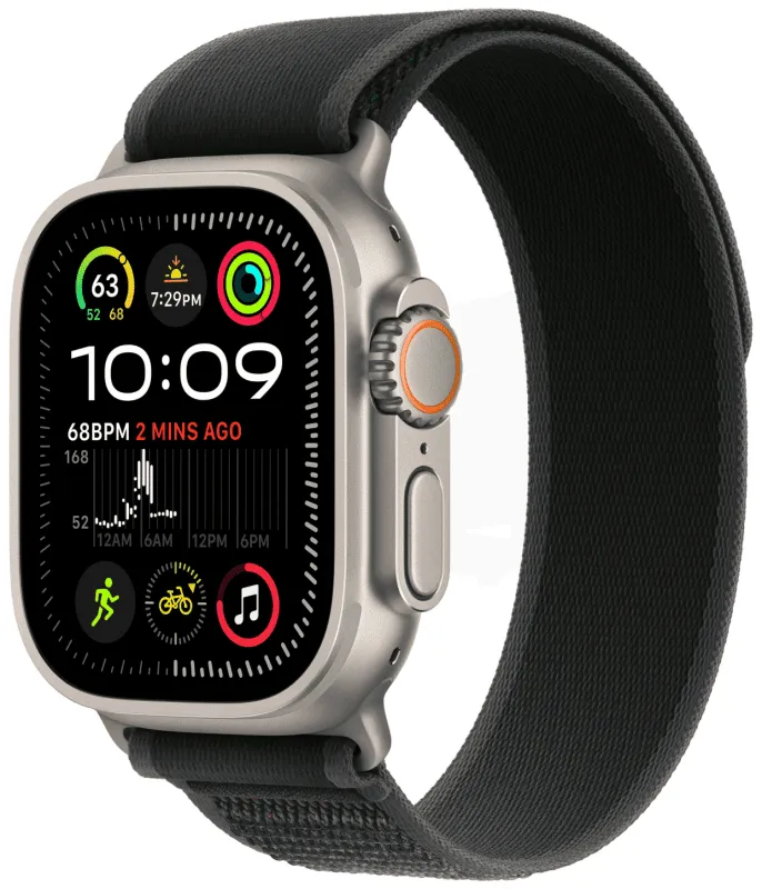 Apple Watch Ultra 2 GPS + Cellular, 49 мм, корпус из титана, ремешок Trail черного цвета