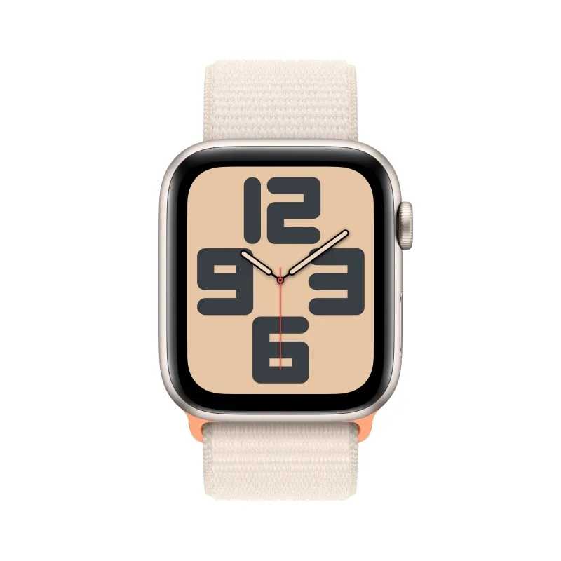Apple Watch SE (2023), 44 мм, корпус из алюминия цвета «сияющая звезда», спортивный ремешок Loop «сияющая звезда»