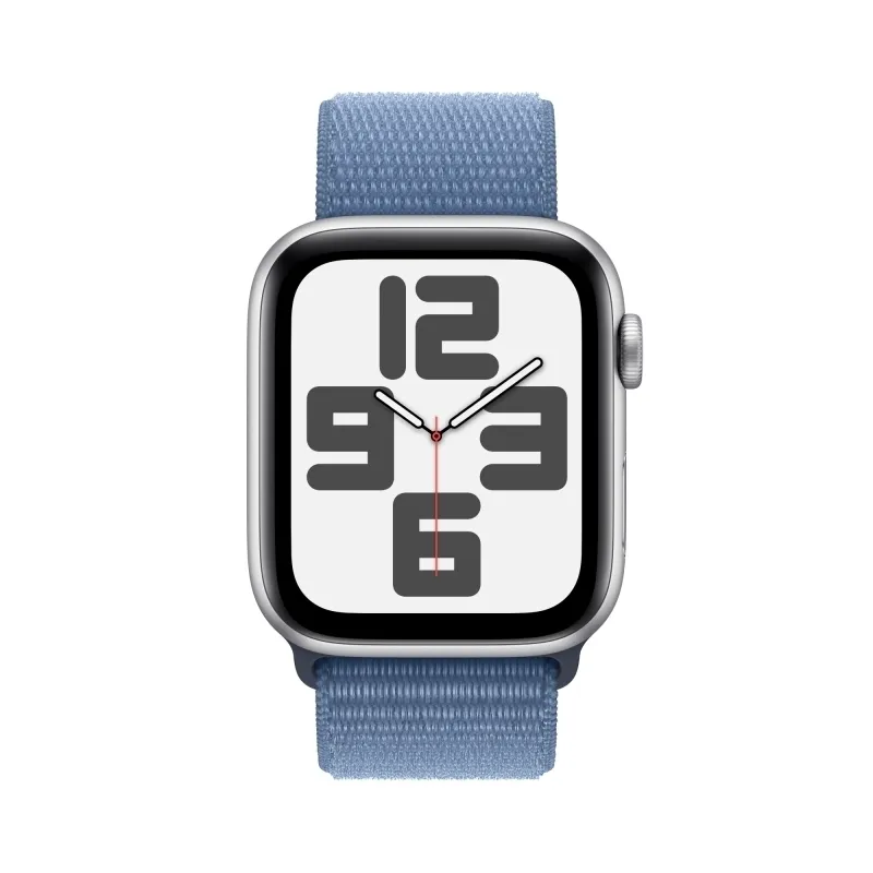 Apple Watch SE (2023), 40 мм, корпус из алюминия серебристого цвета, спортивный ремешок Loop синего цвета