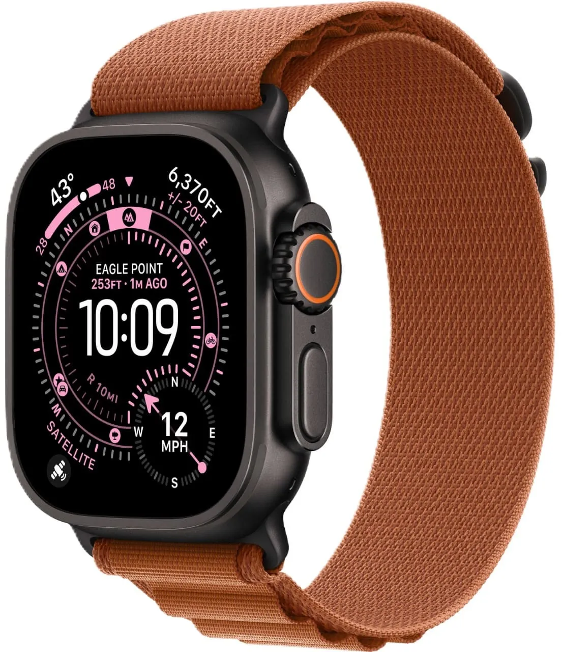 Apple Watch Ultra 3 GPS + Cellular, 49 мм, корпус из чёрного титана, ремешок Alpine терракотового цвета