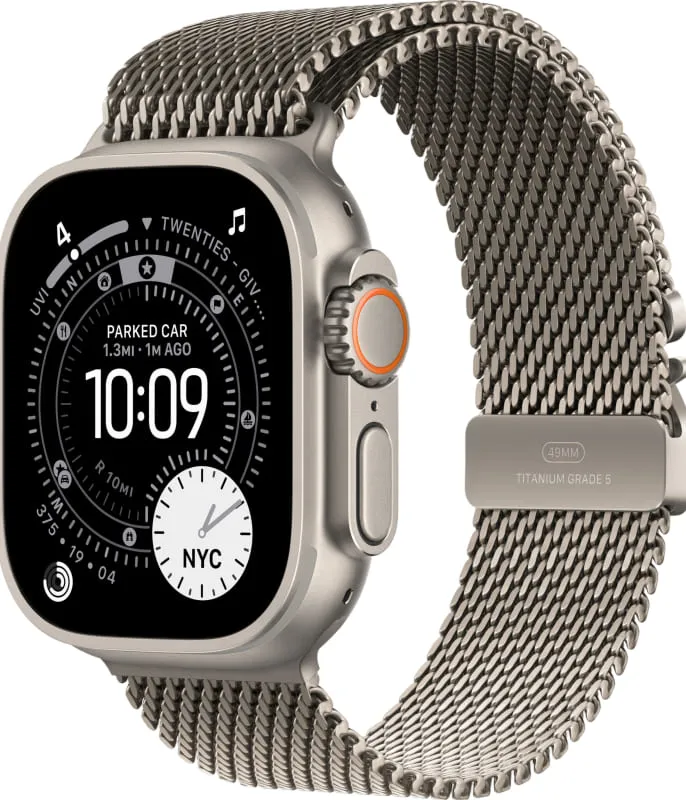 Apple Watch Ultra 3 GPS + Cellular, 49 мм, корпус из титана, ремешок Milanese цвета «Натуральный титан»