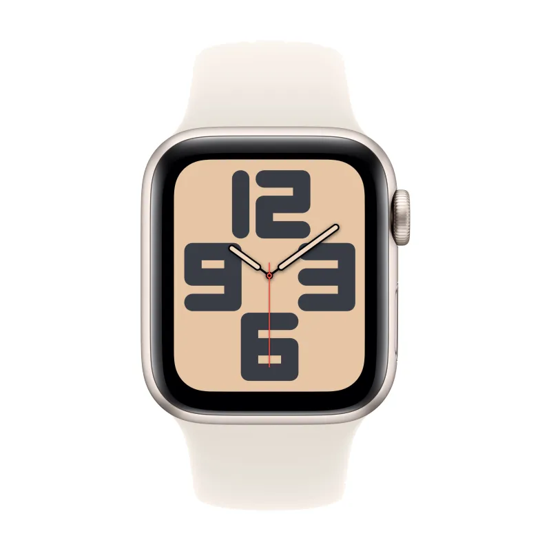 Apple Watch SE (2024), 44 мм, корпус из алюминия цвета «сияющая звезда», спортивный ремешок «сияющая звезда»
