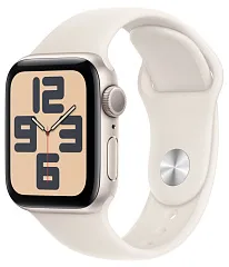 Apple Watch SE (2024), 40 мм, корпус из алюминия цвета «сияющая звезда», спортивный ремешок «сияющая звезда»