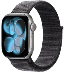 Apple Watch Series 11, 42 мм, корпус из алюминия цвета «космический серый», спортивный ремешок Loop тёмно-серого цвета
