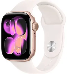 Apple Watch Series 11, 42 мм, корпус из алюминия цвета «розовое золото», спортивный ремешок цвета «лёгкий румянец»