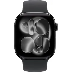 Apple Watch Series 11, 46 мм, корпус из алюминия цвета «чёрный глянец», спортивный ремешок чёрного цвета