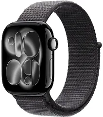 Apple Watch Series 11, 42 мм, корпус из алюминия цвета «чёрный глянец», спортивный ремешок Loop тёмно-серого цвета