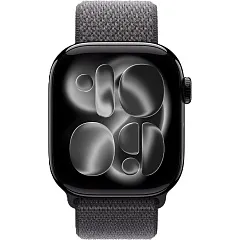 Apple Watch Series 11, 42 мм, корпус из алюминия цвета «чёрный глянец», спортивный ремешок Loop тёмно-серого цвета