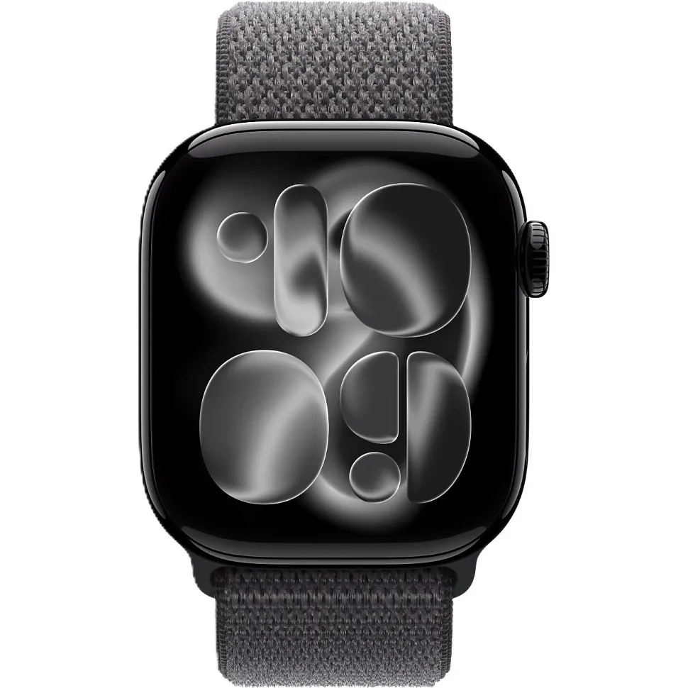 Apple Watch Series 11, 42 мм, корпус из алюминия цвета «чёрный глянец», спортивный ремешок Loop тёмно-серого цвета