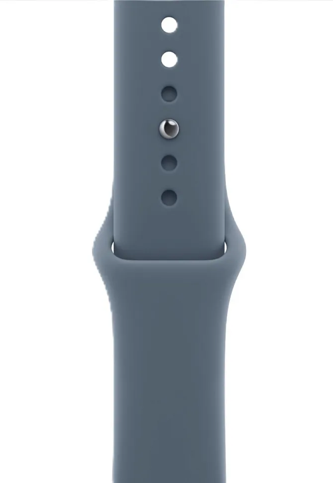Apple Watch SE (2025), 44 мм, корпус из алюминия цвета «полуночный черный», спортивный ремешок цвета «якорный синий»