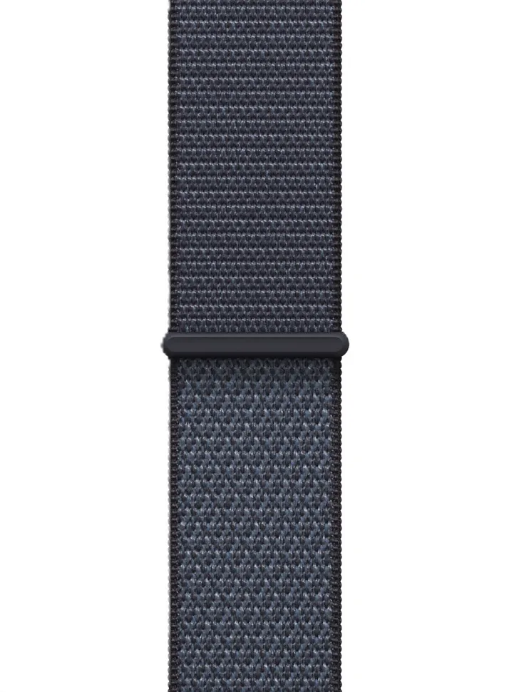 Apple Watch SE (2025), 40 мм, корпус из алюминия цвета «полуночный черный», спортивный ремешок Loop цвета «якорный синий»
