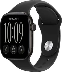 Apple Watch Series 12, 46 мм, корпус из алюминия чёрного цвета, спортивный ремешок чёрного цвета